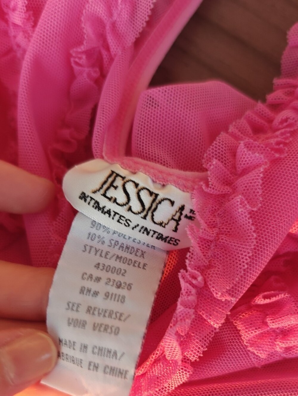 Vintage JESSICA Pink Sheer Mesh Babydoll Lingerie - Picture 3 of 7
